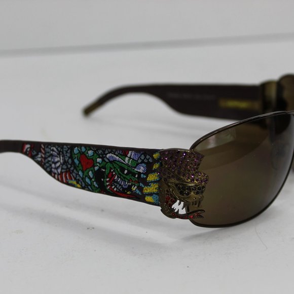 Ed Hardy EHS034 67013 Cocoa Sunglasses with Case - Picture 6 of 8